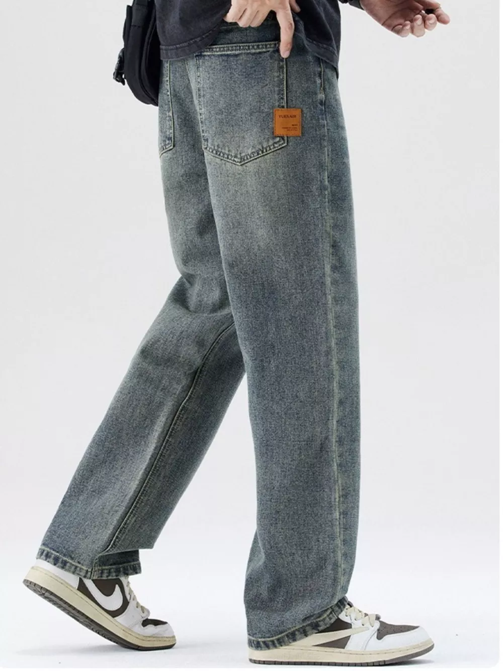Men's Washed Wide Leg Jeans, image 6
