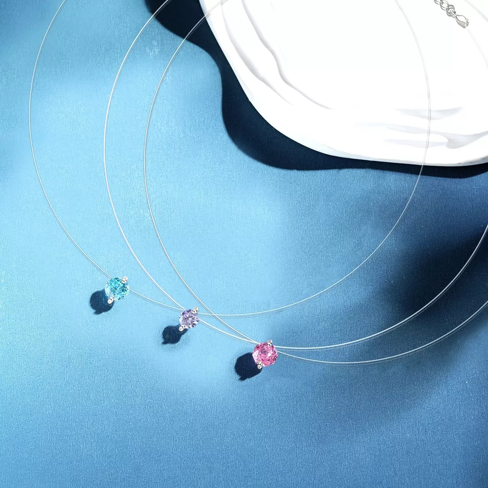925 Sterling Silver Zircon Pendant Necklace, image 2