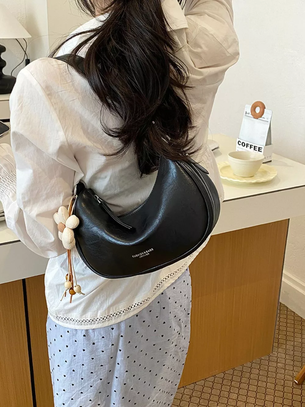 PU Leather Crescent Shoulder Bag, image 4