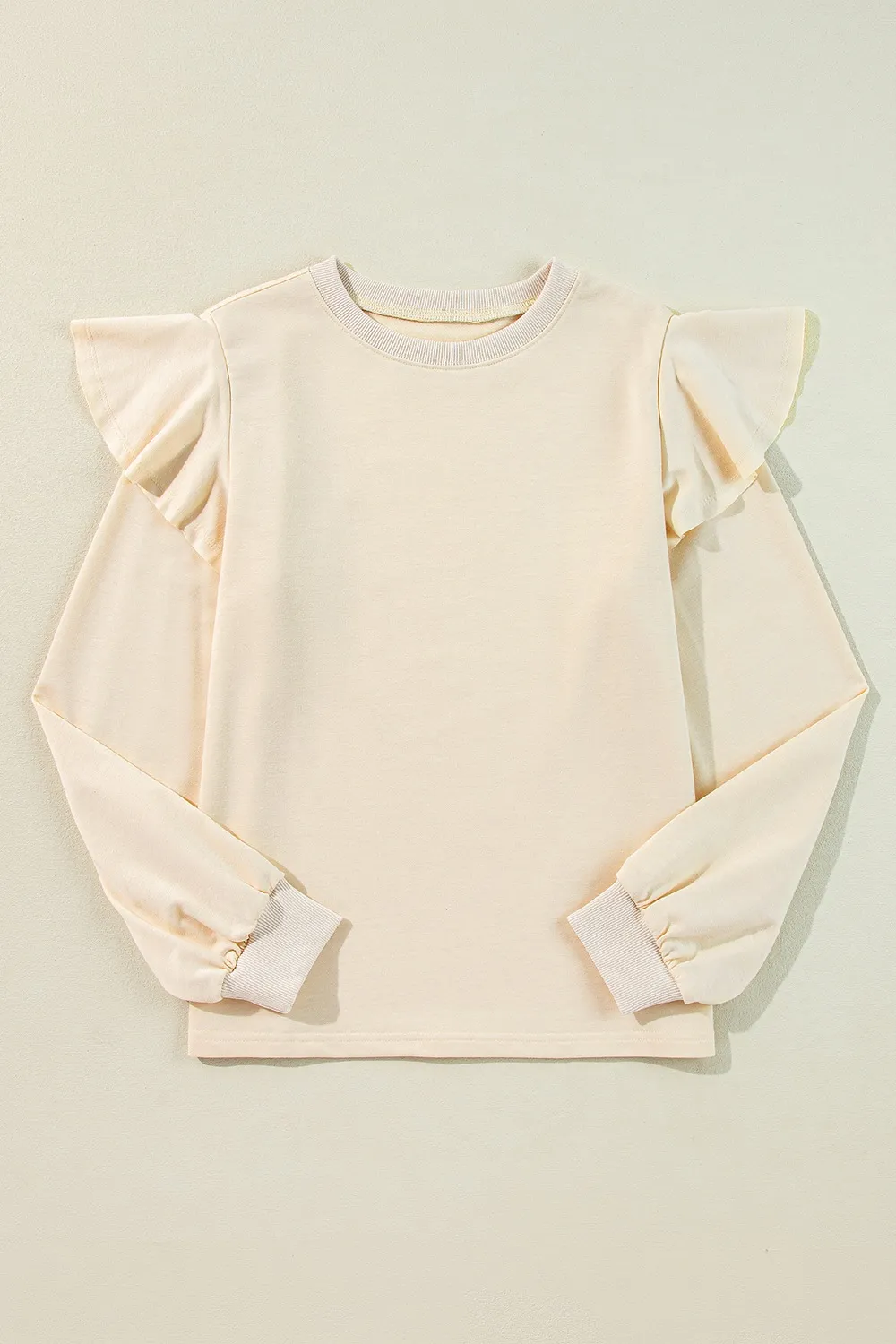 Ruffled Round Neck Long Sleeve Blouse, image 3