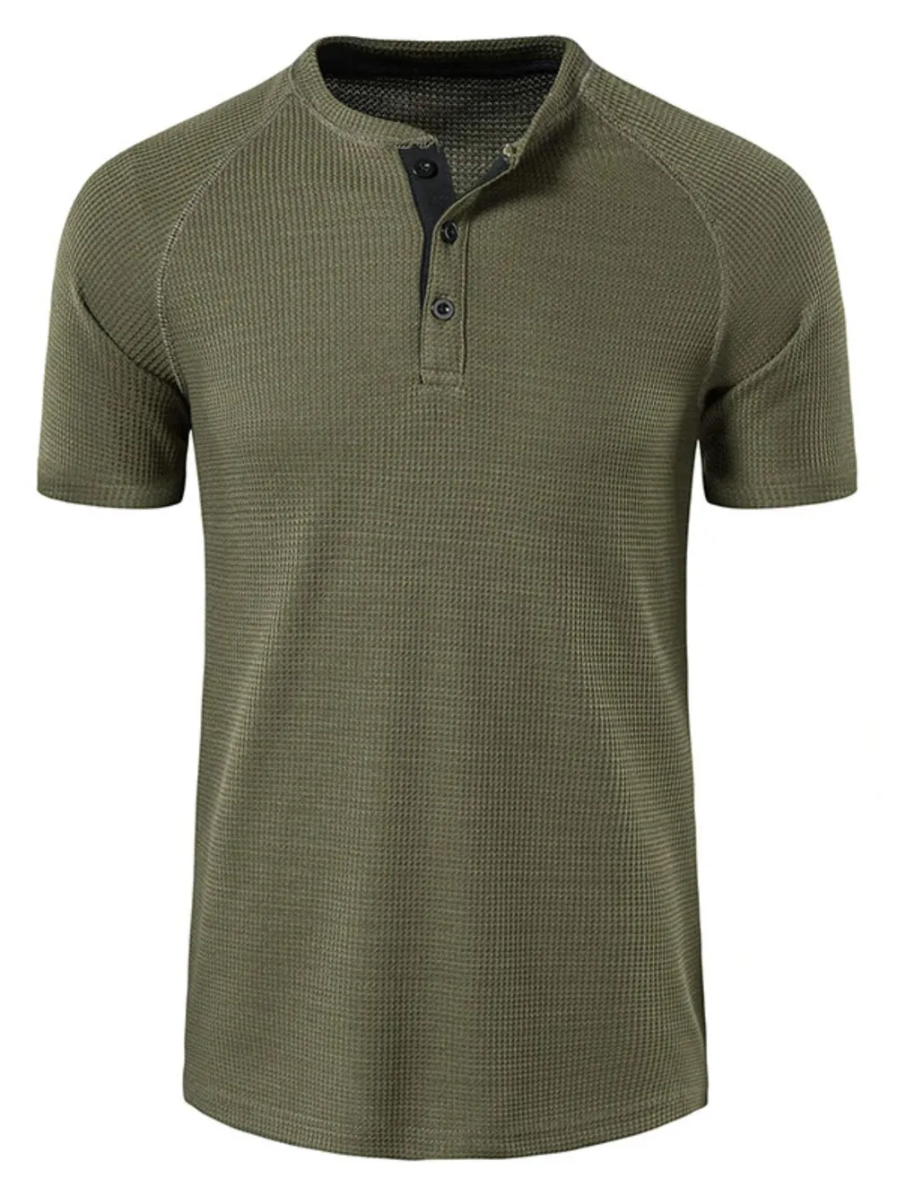 Men's Casual Waffle Knit Henley T-Shirt, image 6