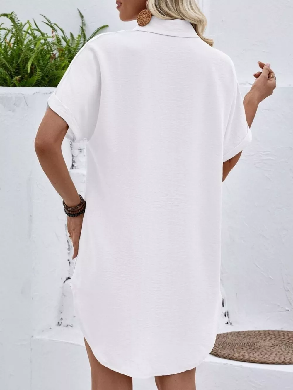Relaxed Fit Button-Down Longline Shirt, image 9