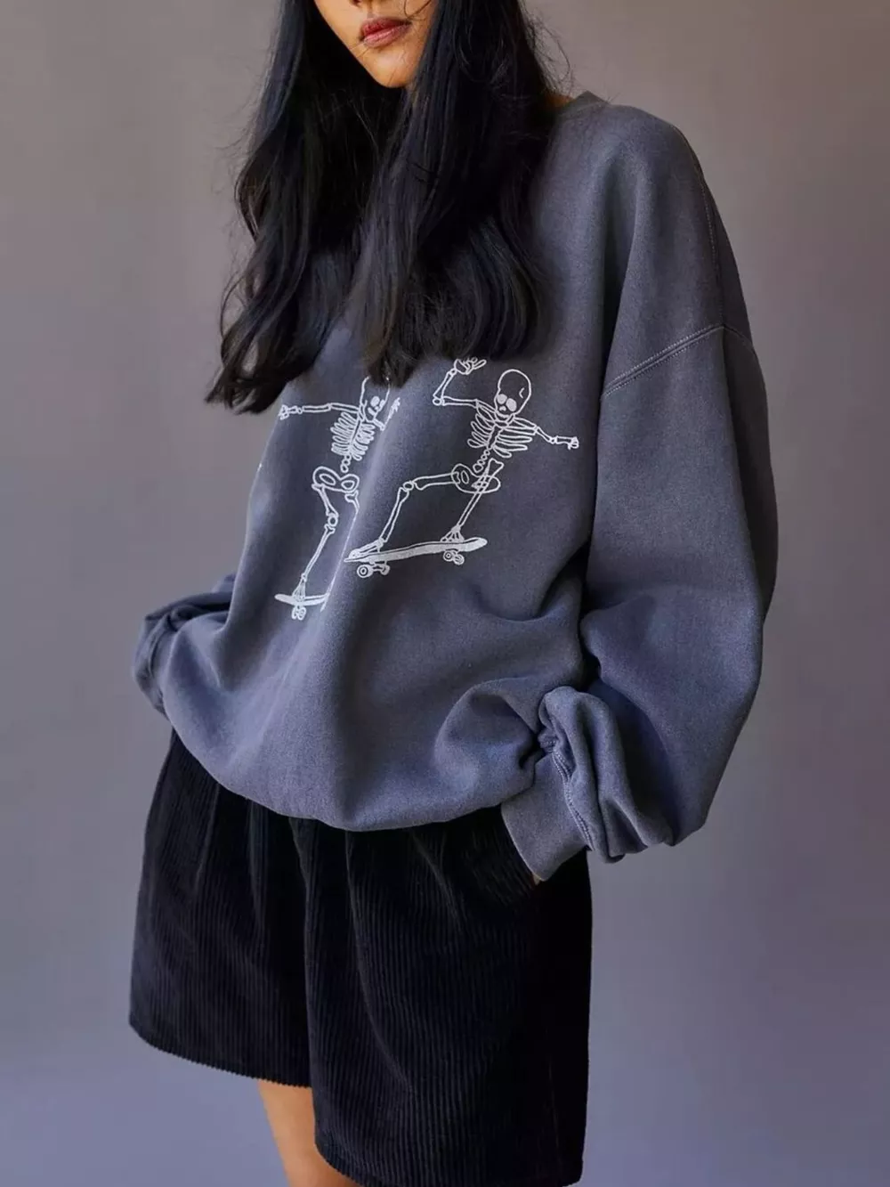 Skeleton Graphic Round Neck Sweatshirt, image 3