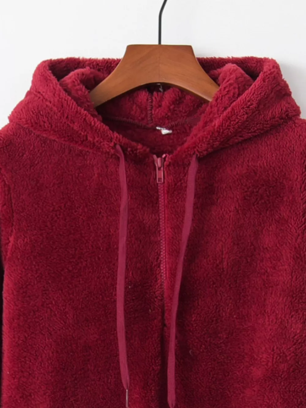 Full Size Half Zip Drawstring Fleece Hoodie Plus Size, image 7