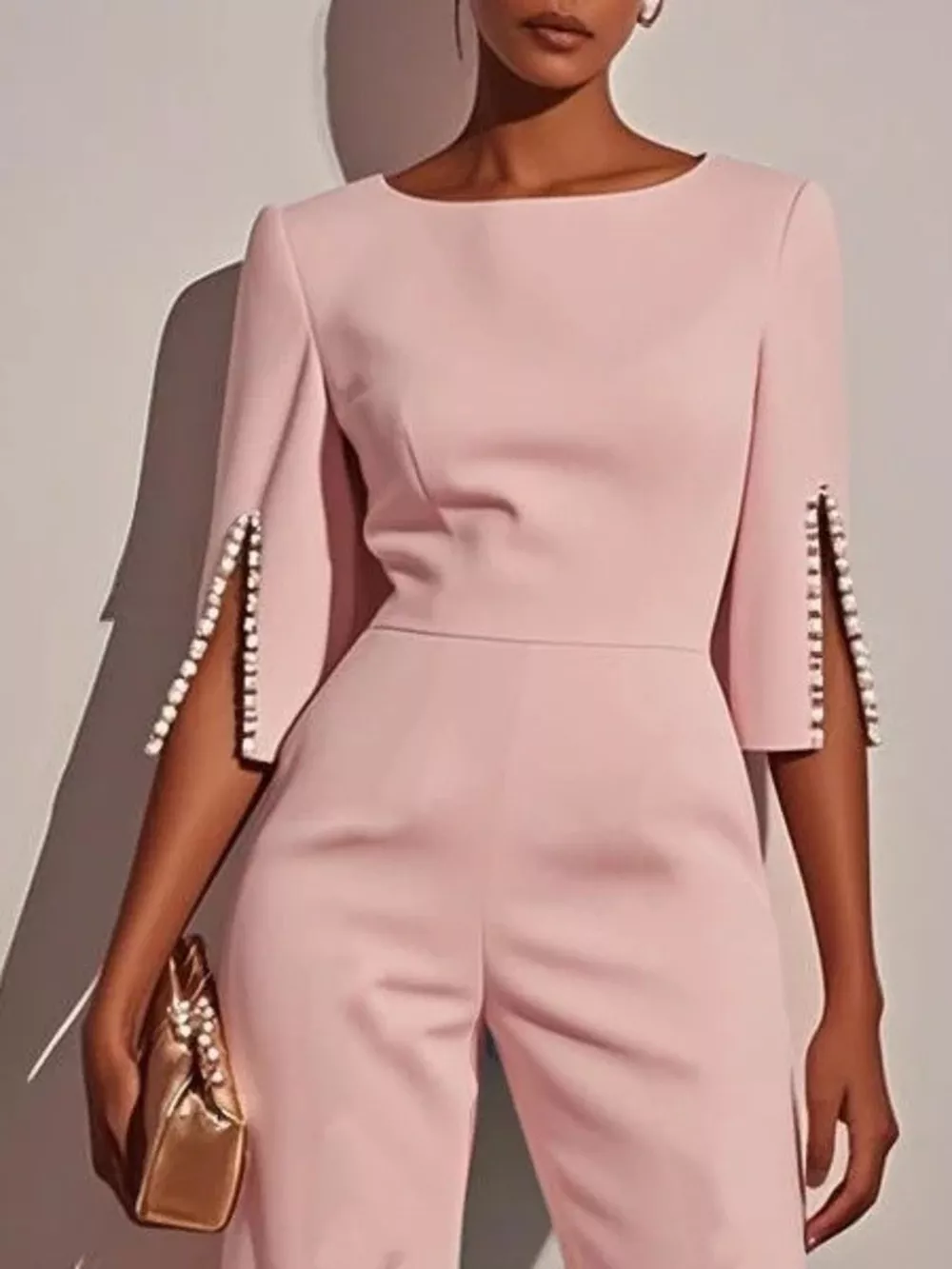 Wide-Leg Jumpsuit with Slit Sleeve, image 5