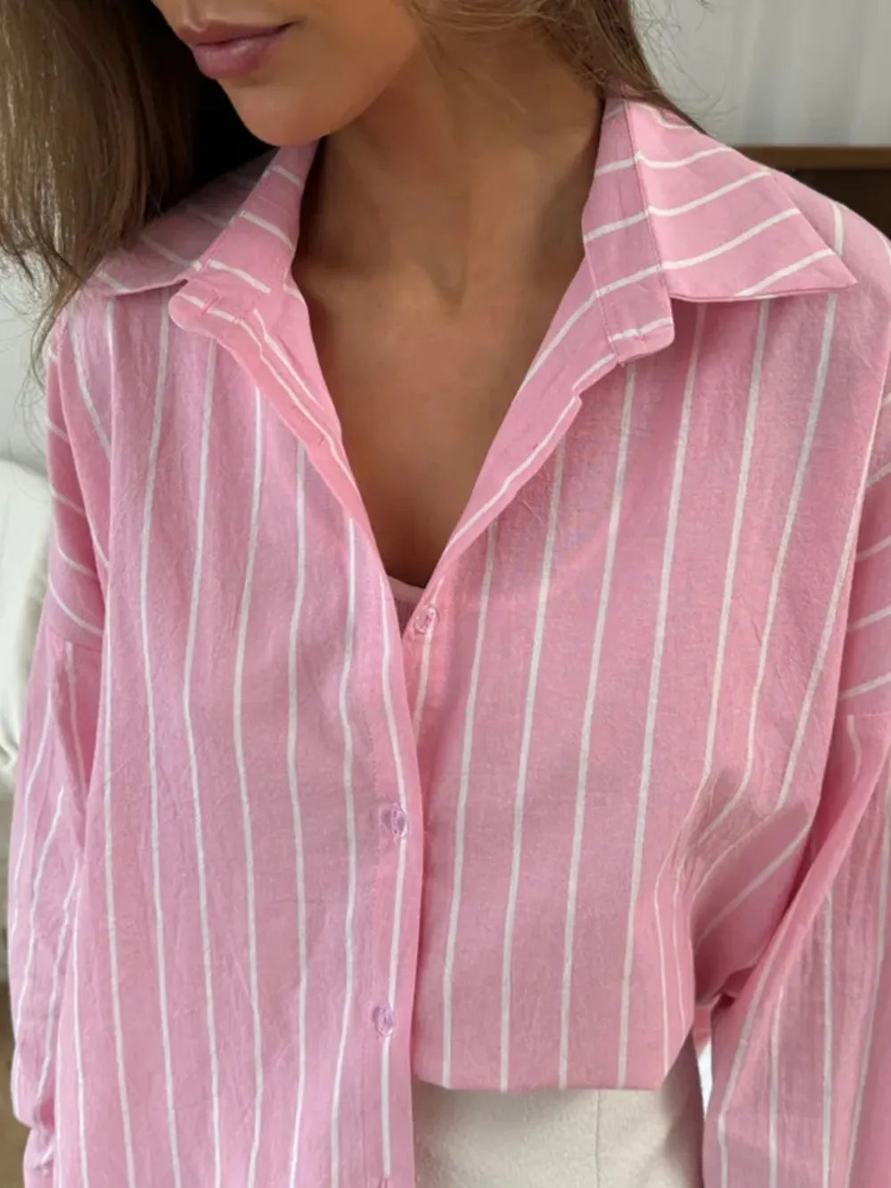 Striped Collared Neck Long Sleeve Shirt, image 7