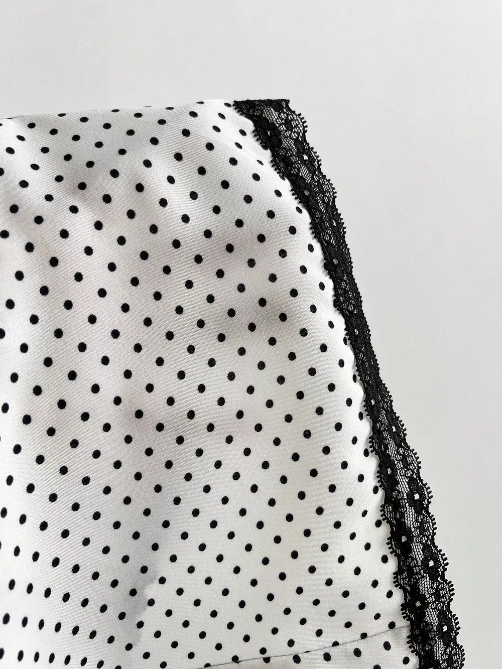 Polka Dot Lace Trim Puff Sleeve Top, image 6