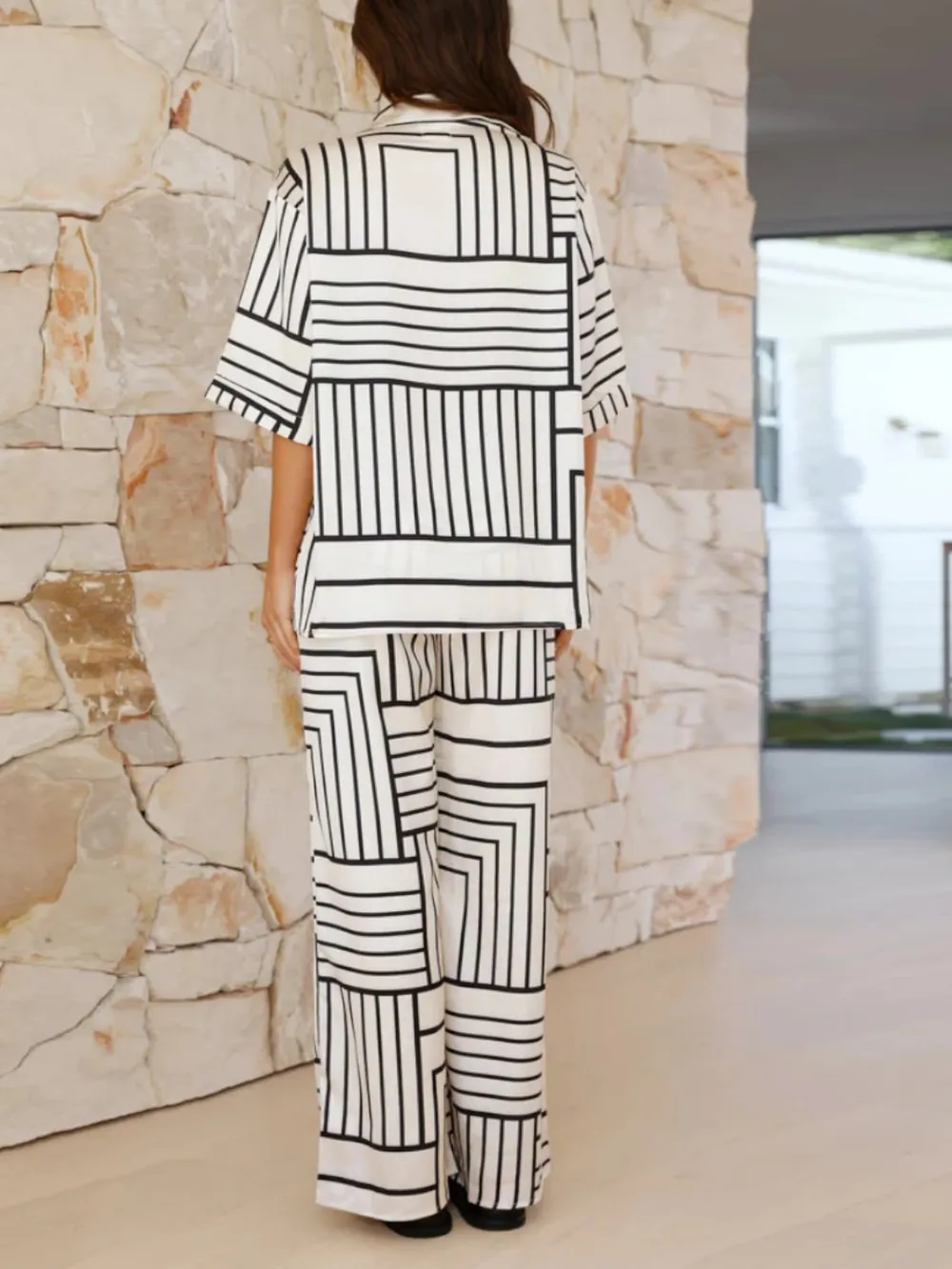 Button Down Half Sleeve Top and Pants Set, image 2