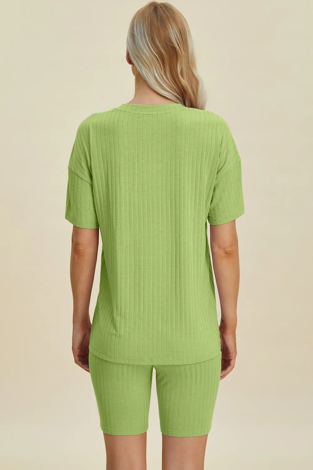 Full Size Ribbed V-Neck Short Sleeve Top and Shorts Set, image 16