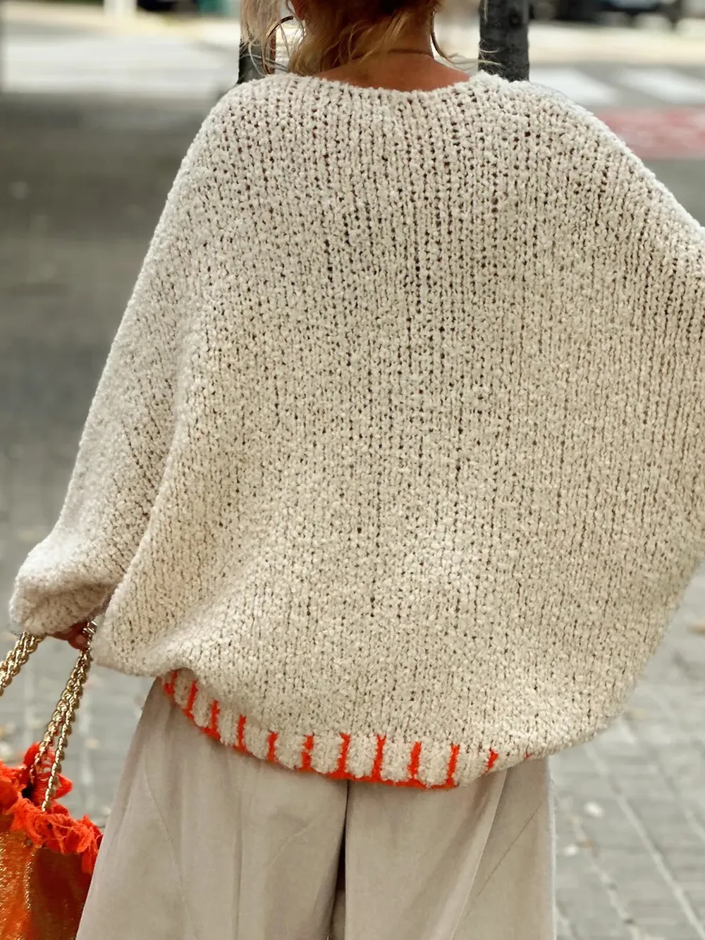 Star V-Neck Long Sleeve Oversize Sweater, image 4