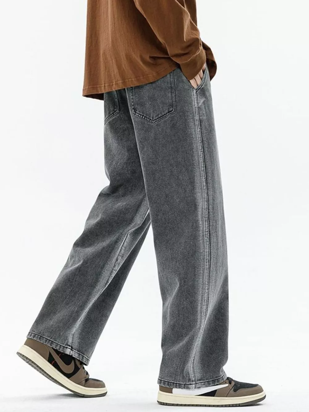 Men's Full Size Drawstring Relaxed Fit Wide Leg Jeans Plus Size, image 11