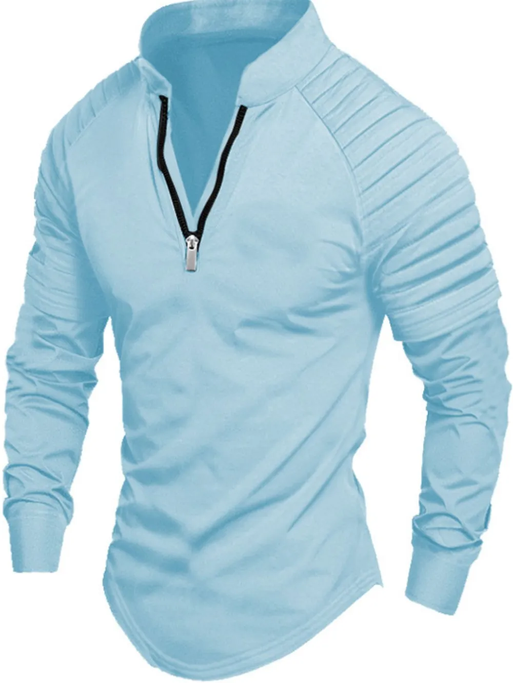 Men's Full Size Quarter Zip Long Sleeve Polo Plus SIze, image 2