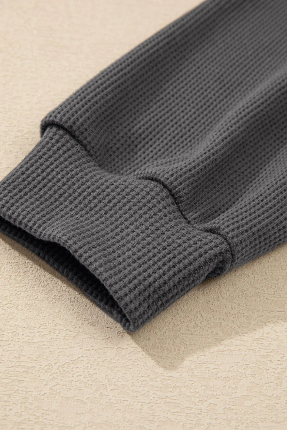 Waffle-Knit Two-Tone Long Sleeve Hoodie, image 7