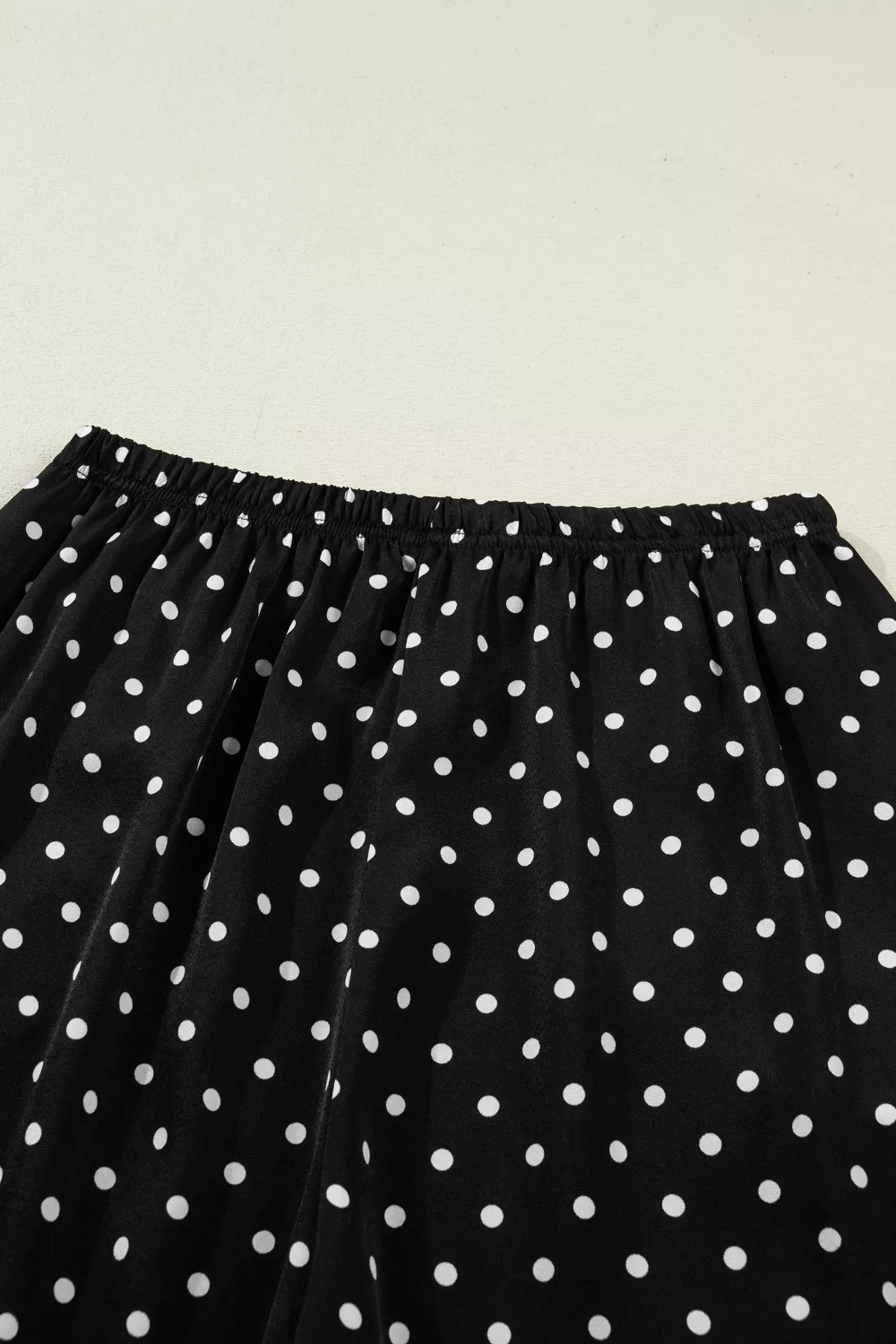 Polka Dot Print Elastic Waist Lace Hem Loose Pants, image 5