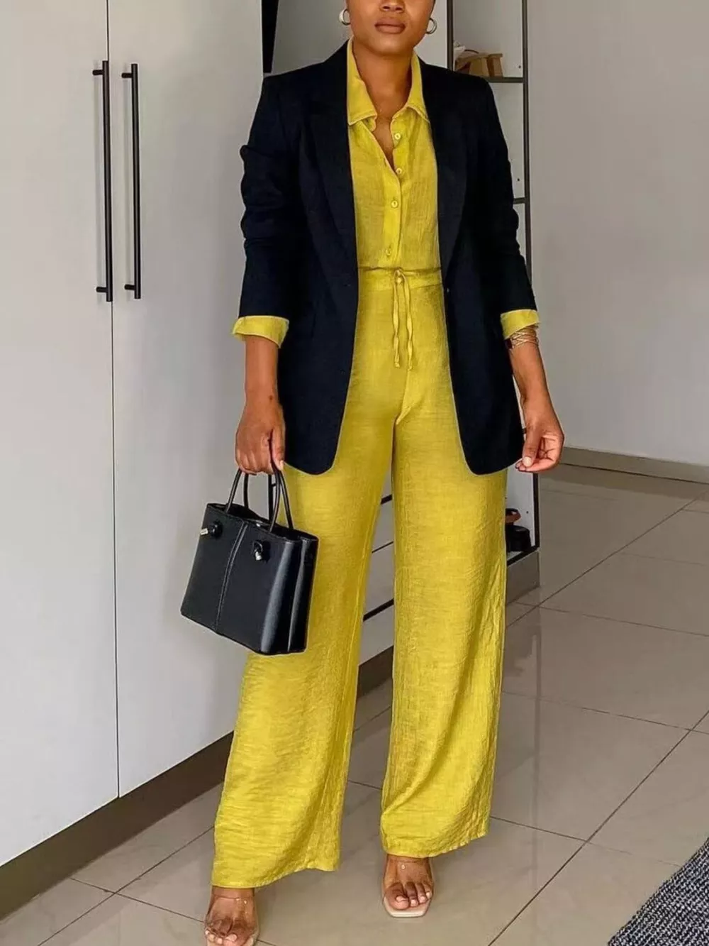 Tie-Front Top and Wide Leg Pants Set, image 5