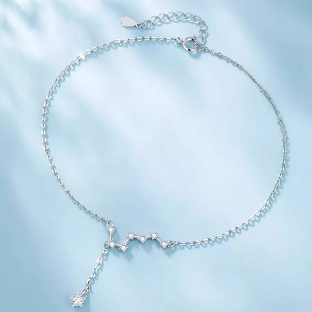 925 Sterling Silver Zircon Anklet Bracelets, image 3