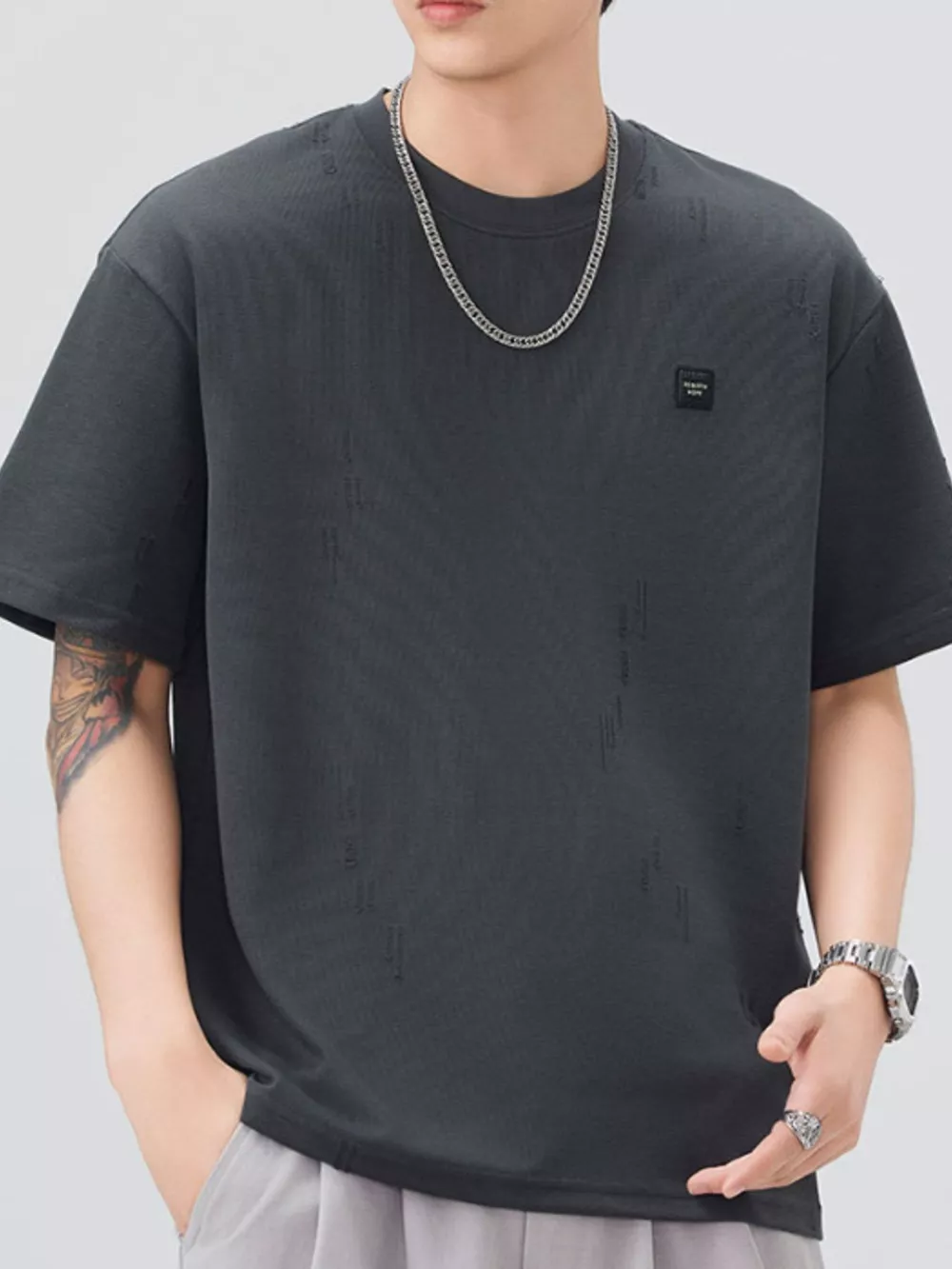 Men's Plus Size Round Neck Short Sleeve T-Shirt, image 4