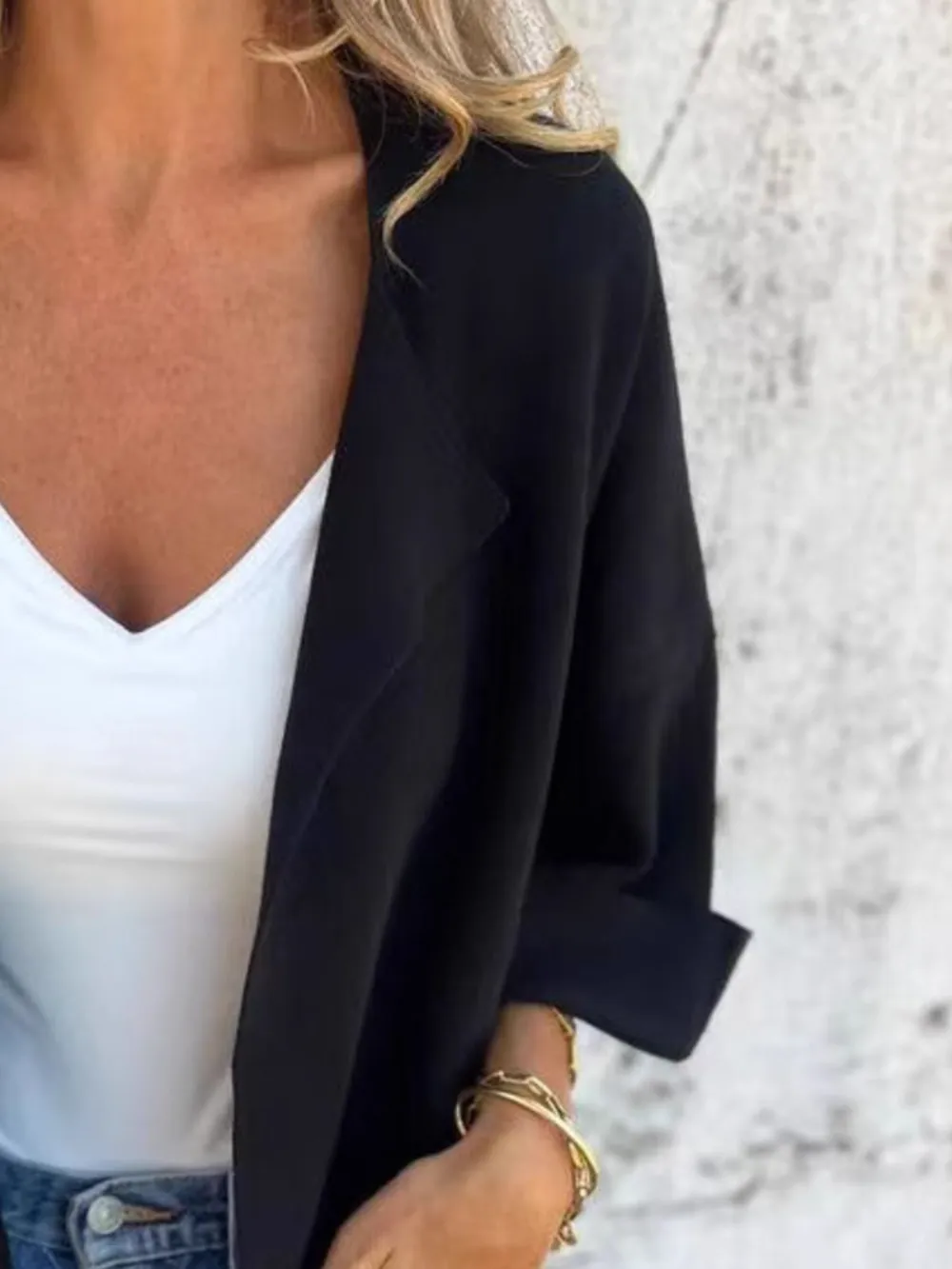 Full Size Open Front 3/4 Sleeve Cardigan Plus Size, image 6