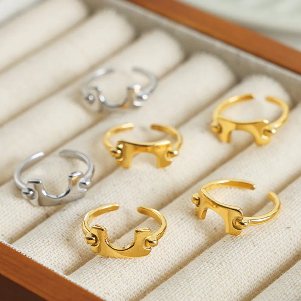 18K Gold-Plated Irregular Open Ring, image 4