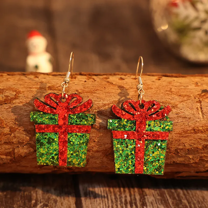 Sequin Gift Box PU Leather Earrings, image 2