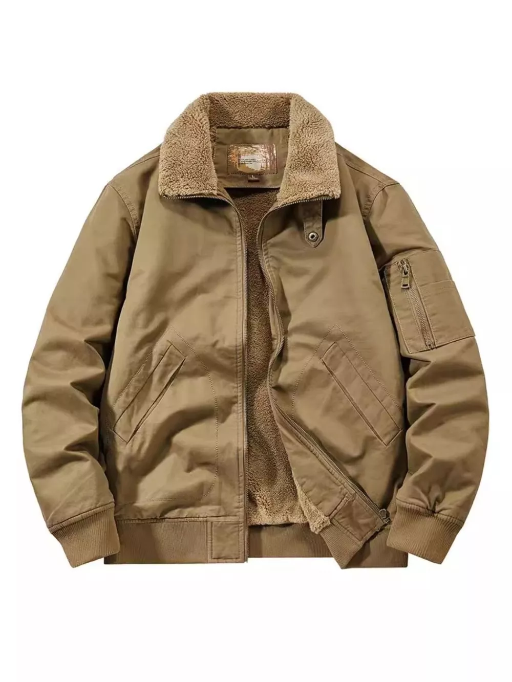 Men's Plus Size Zip Up Sherpa Lined Jacket, image 2