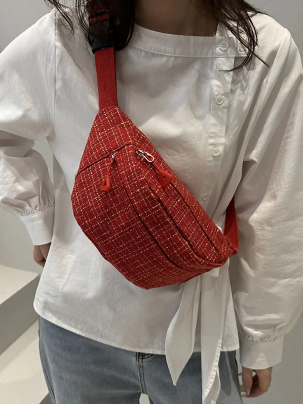Plaid Pattern Crossbody Bag, image 7