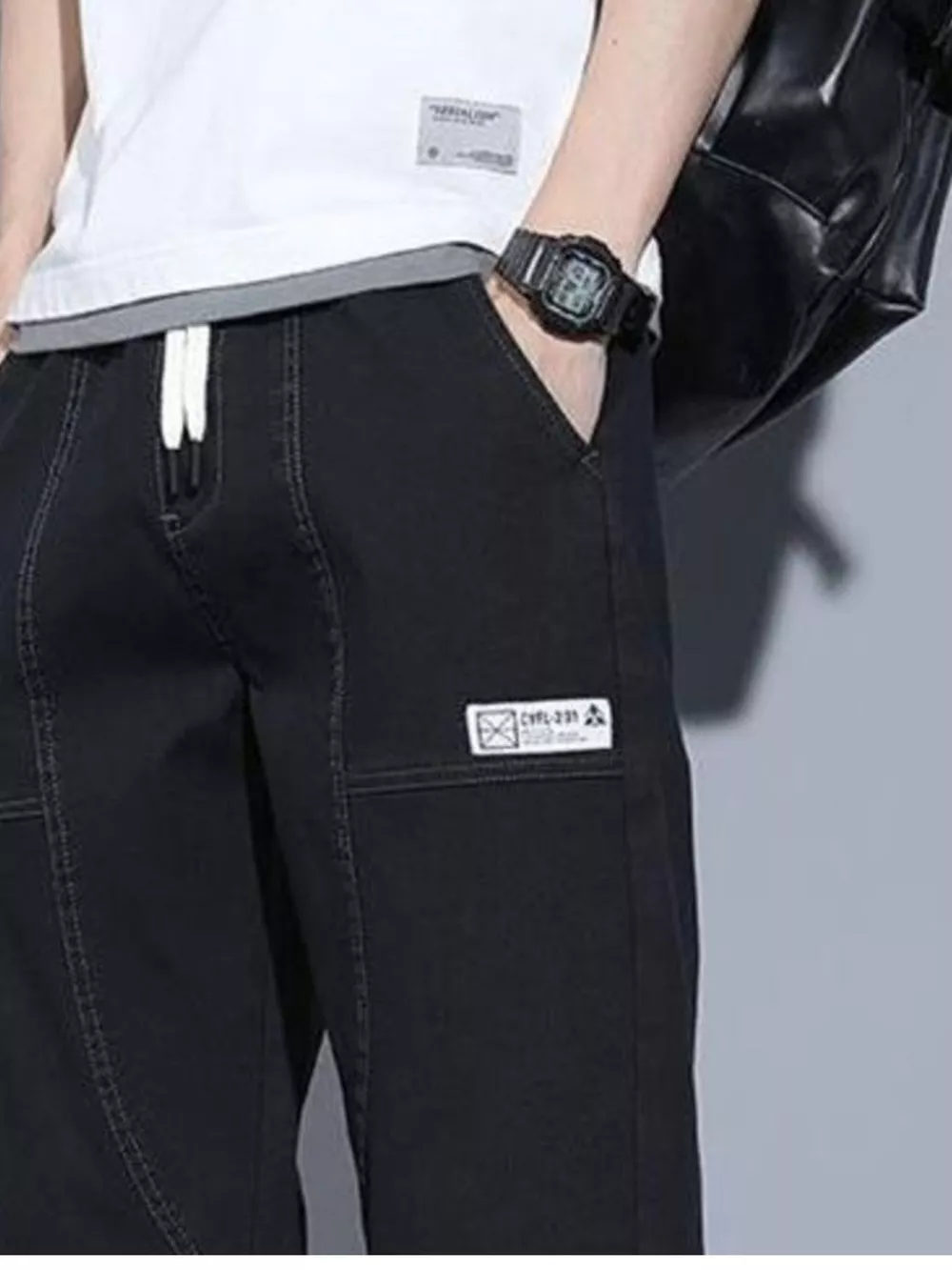Men's Full Size Casual Drawstring Jeans Plus Size, image 4