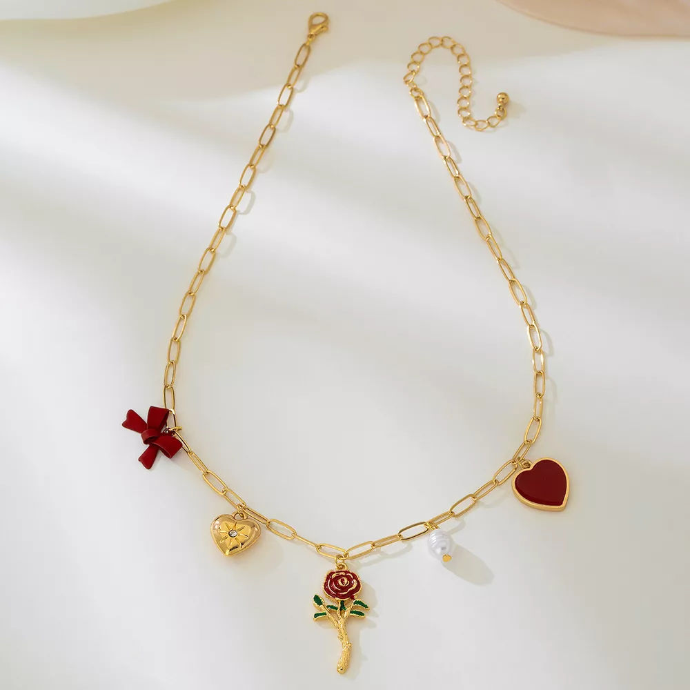 18K Gold-Plated Alloy Chain Necklace with Pendant, image 3