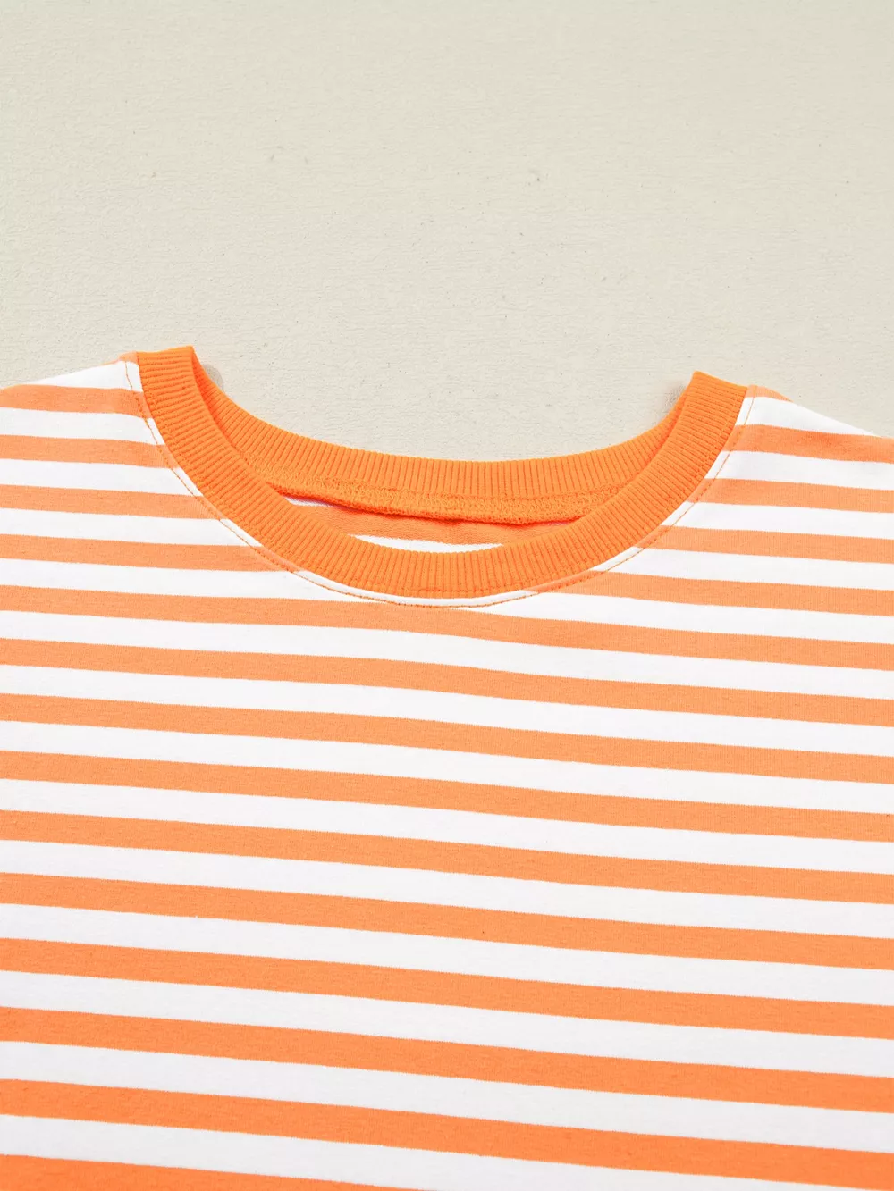 Stripe 3/4 Sleeve Exposed Seam Patchwork Pullover Top, image 4