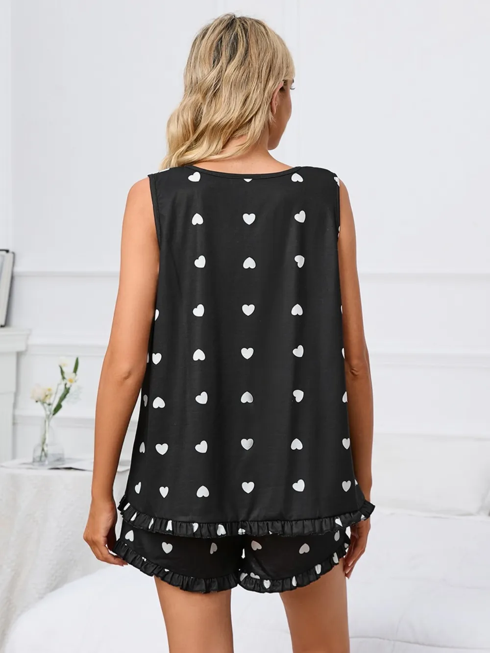 Heart Scoop Neck Tank and Shorts Lounge Set, image 7