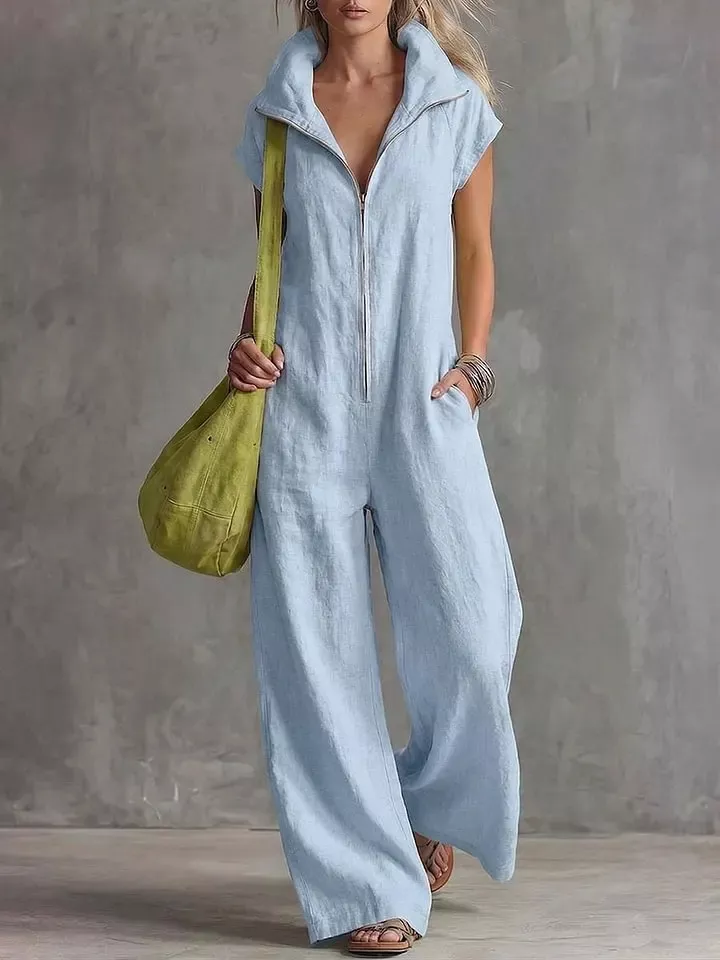 Full Size Zip Front Sleeveless Jumpsuit Plus Size, image 4