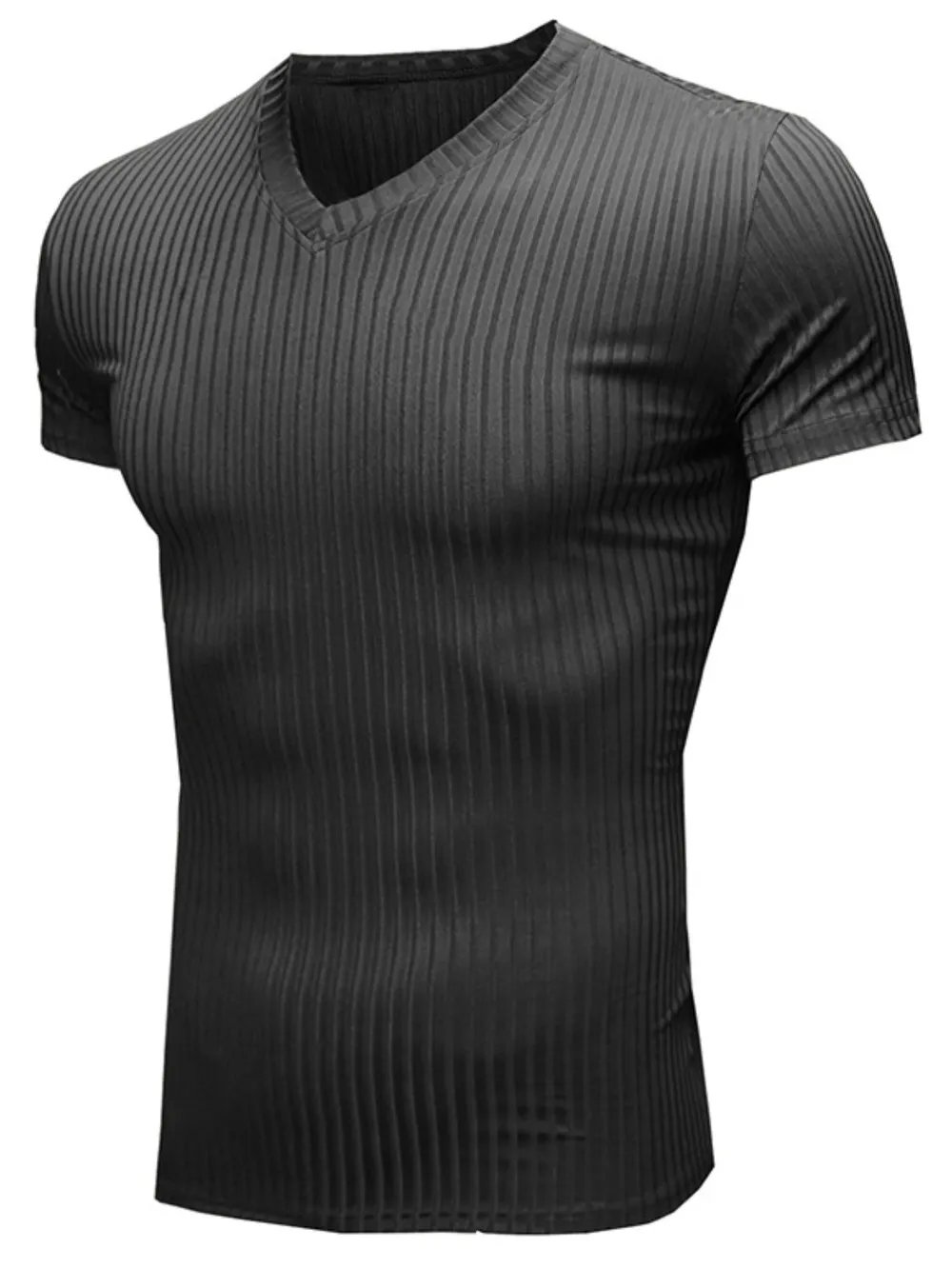 Men's Ribbed Short Sleeve Slim Fit T-Shirt, image 2