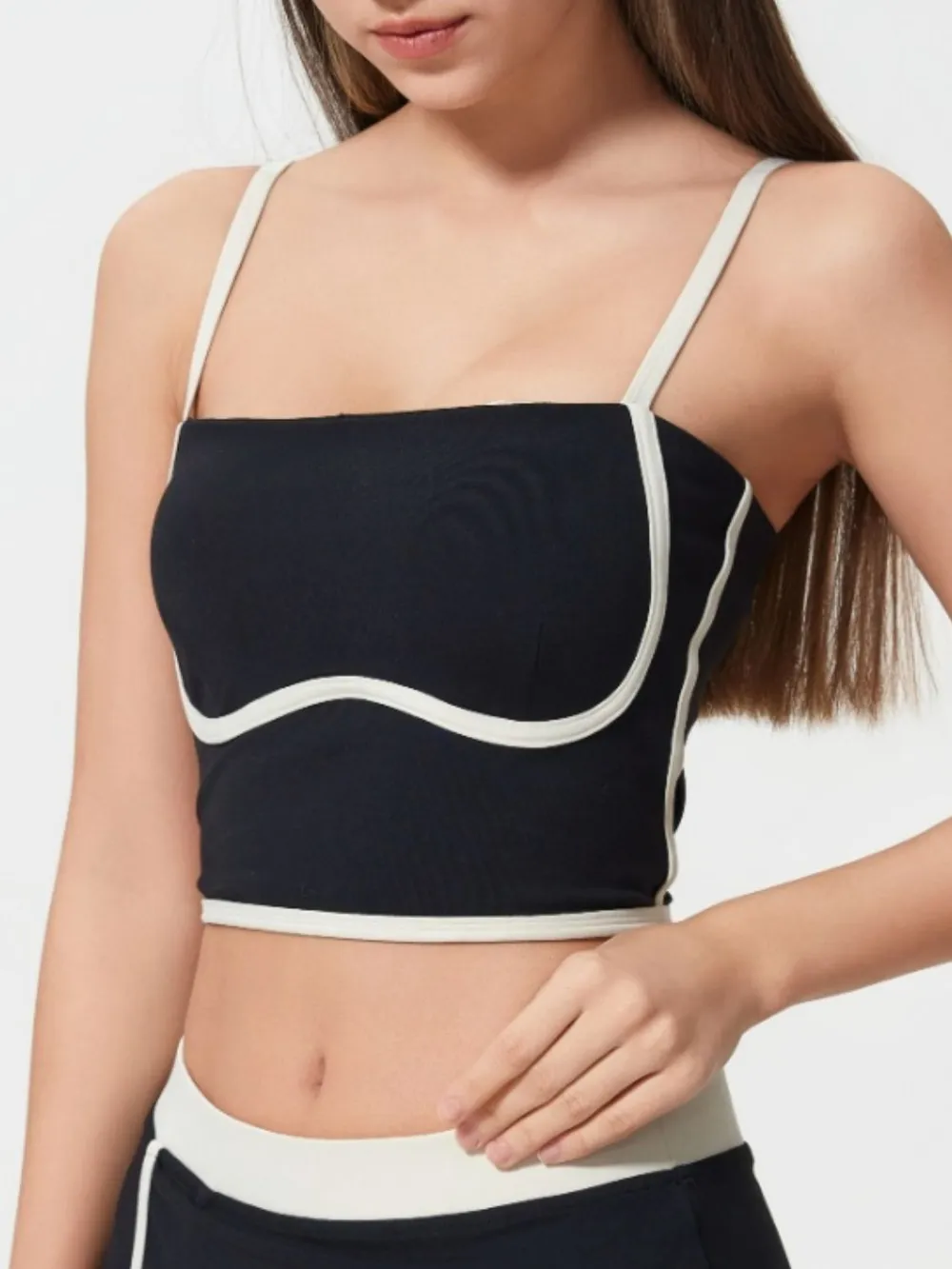 Contrast Trim Square Neck Active Cami with Detachable Chest Pads, image 8