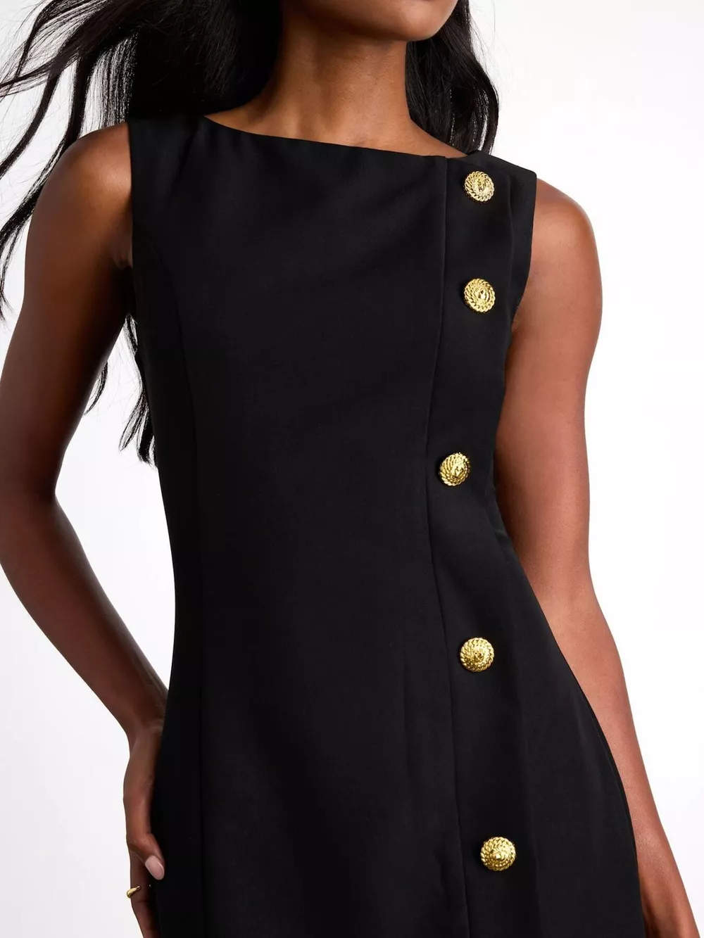 Button Decor Sleeveless Mini Dress, image 2