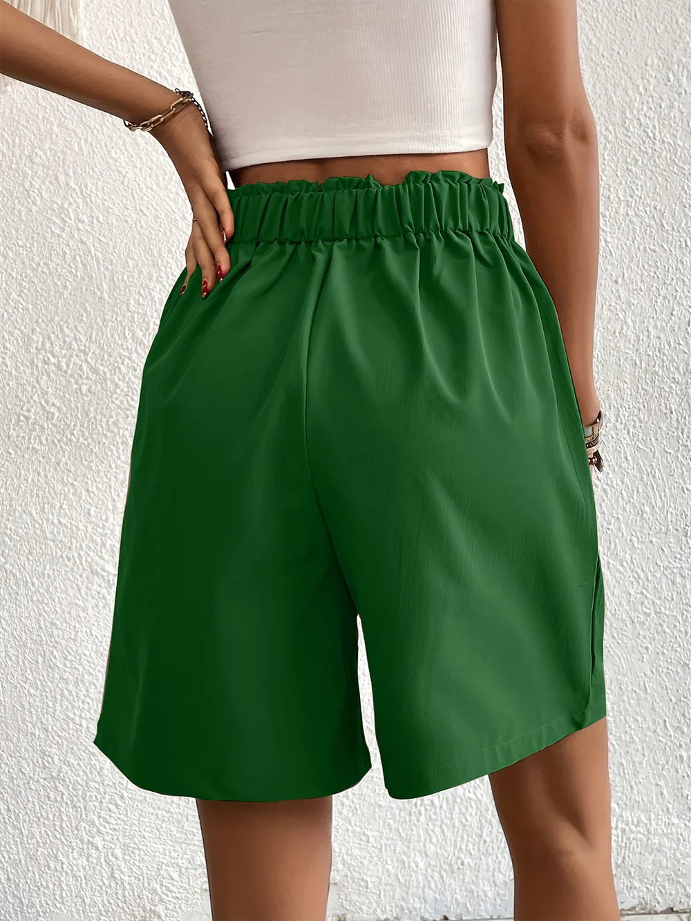 Pocketed Half Elastic Waist Shorts, image 15