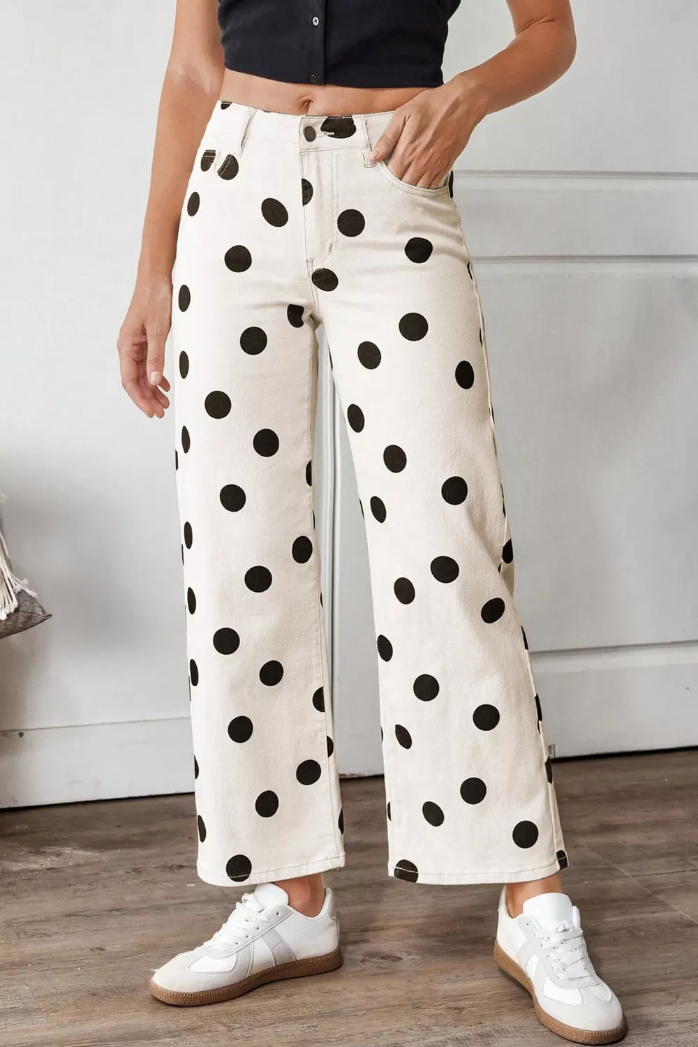 Polka Dot Loose Fit Jeans, image 3