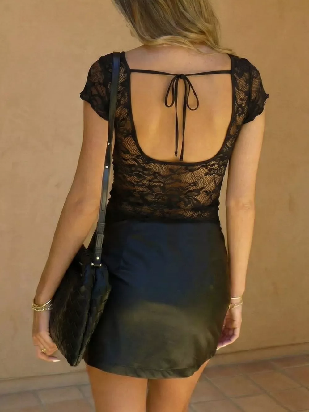 Lace V-Neck Slim Fit T-Shirt, image 4