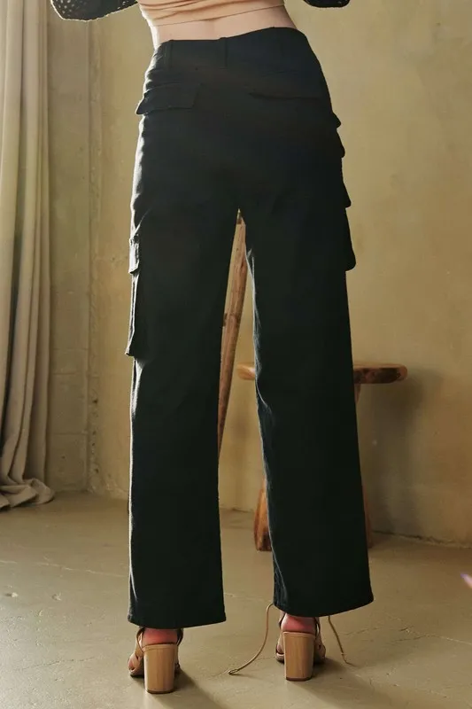 Flap Pocket Mid Rise Cargo Pants, image 2