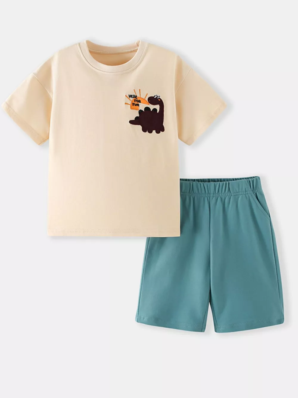 Children's Dinosaur Round Neck Tee and Shorts Set, image 2
