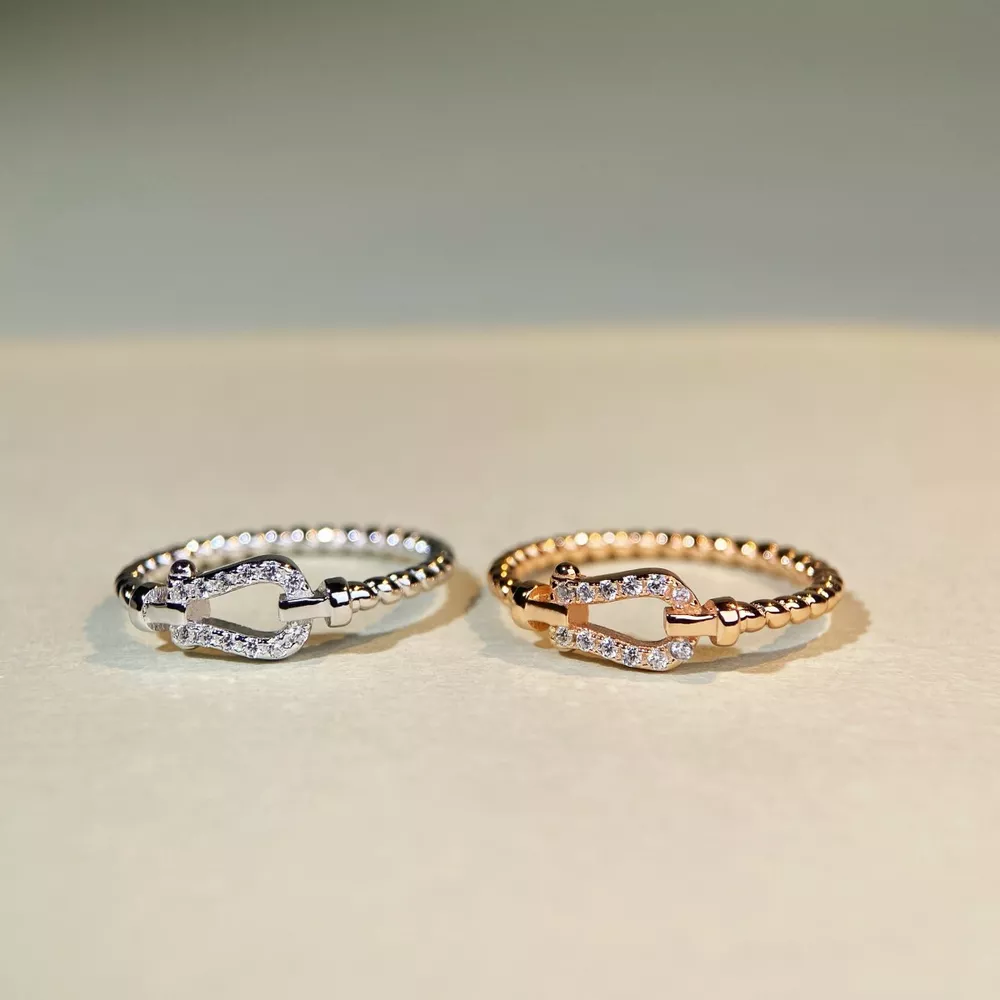 925 Sterling Silver Zircon Horseshoe Shaped Ring, image 3