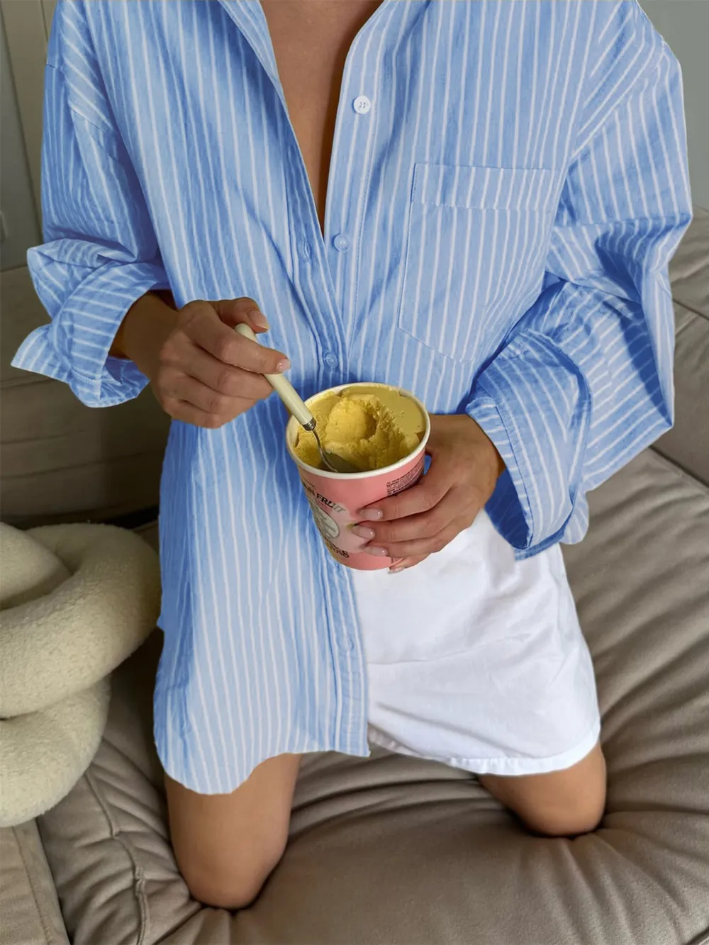 Oversized Striped Button-Down Shirt, image 15