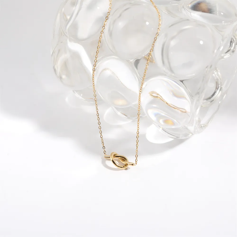 18K Gold-Plated Knotted Necklace, image 3