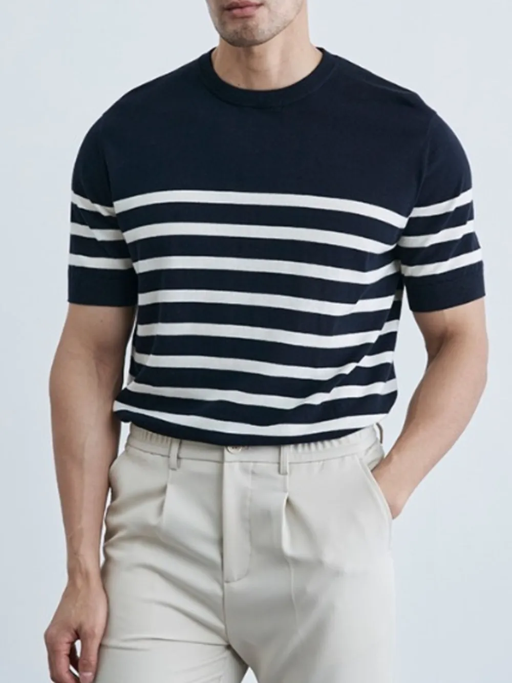 Men's Classic Striped Short Sleeve Knit T-Shirt, image 2