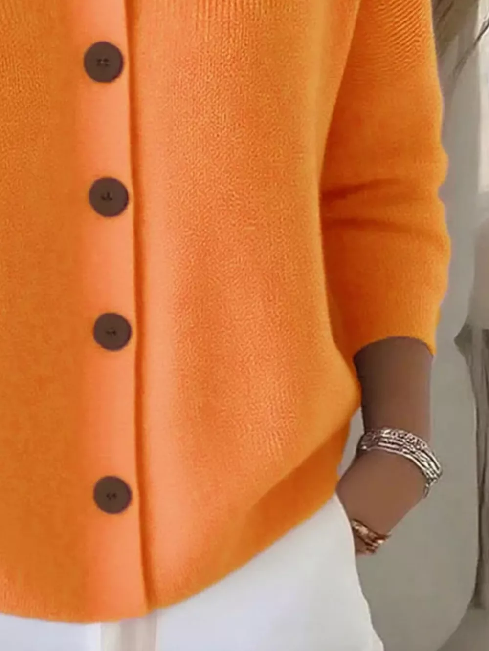 Full Size Button-Down Knit Cardigan Plus Size, image 6