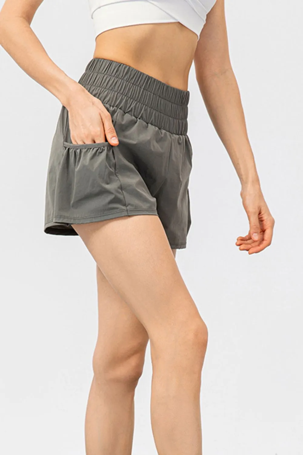 Elastic Waist Pocketed Active Shorts, image 10