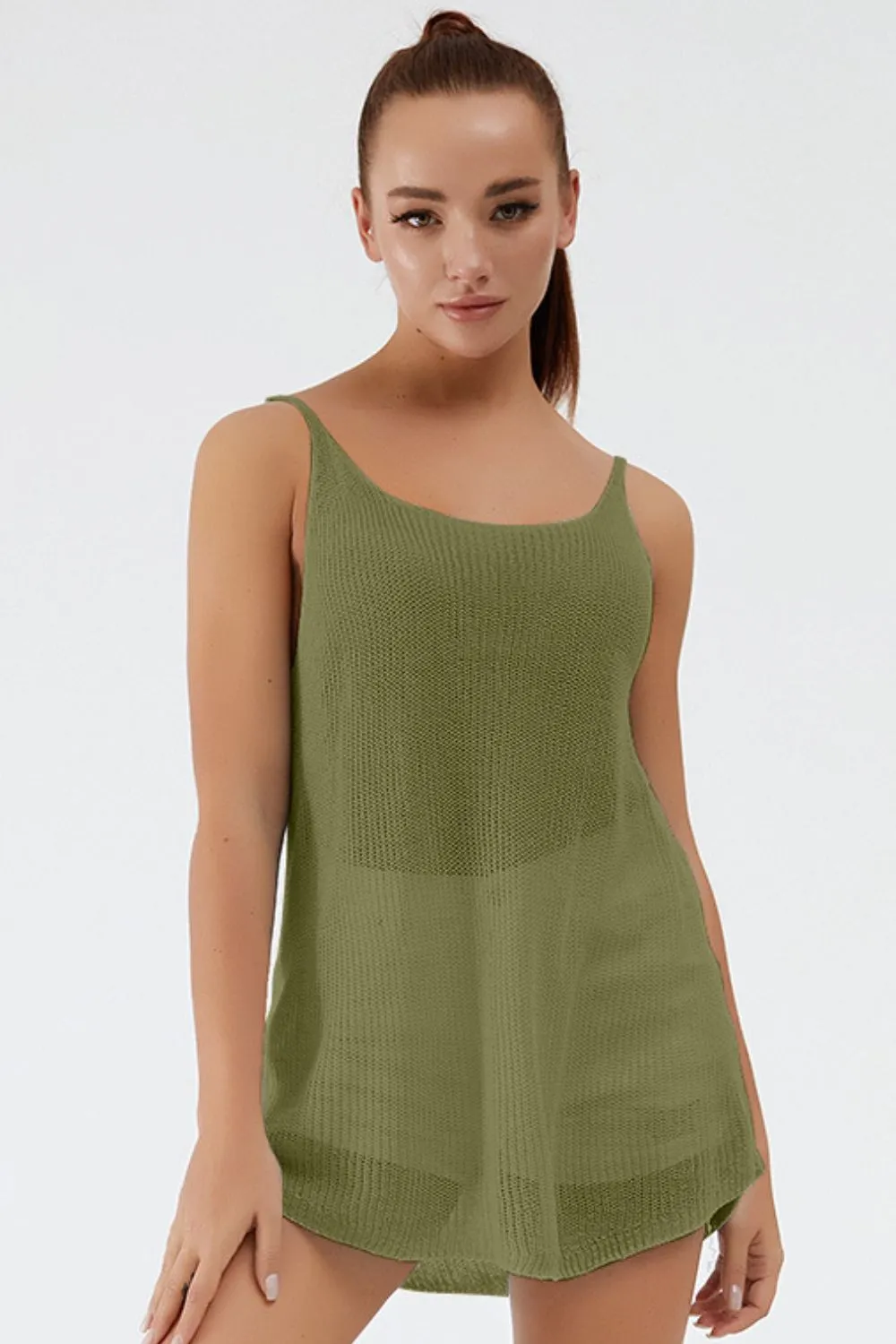 Scoop Neck Spaghetti Strap Knit Cami, image 9
