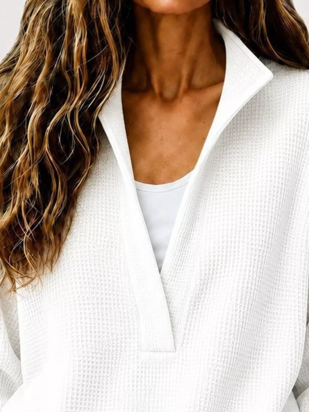 Full Size Waffle Knit Dropped Shoulder Sweatshirt Plus Size, image 18