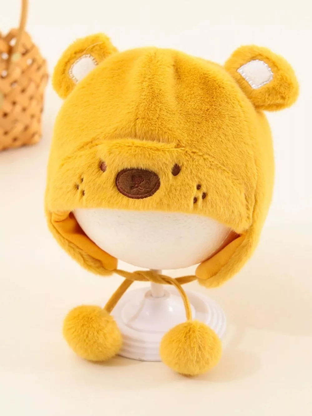 Children's Cute Bear Ear Plush Hat, image 14