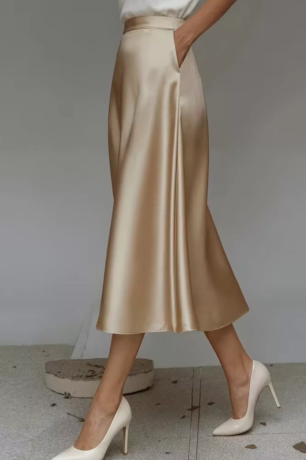 Satin A-Line Midi Skirt, image 13