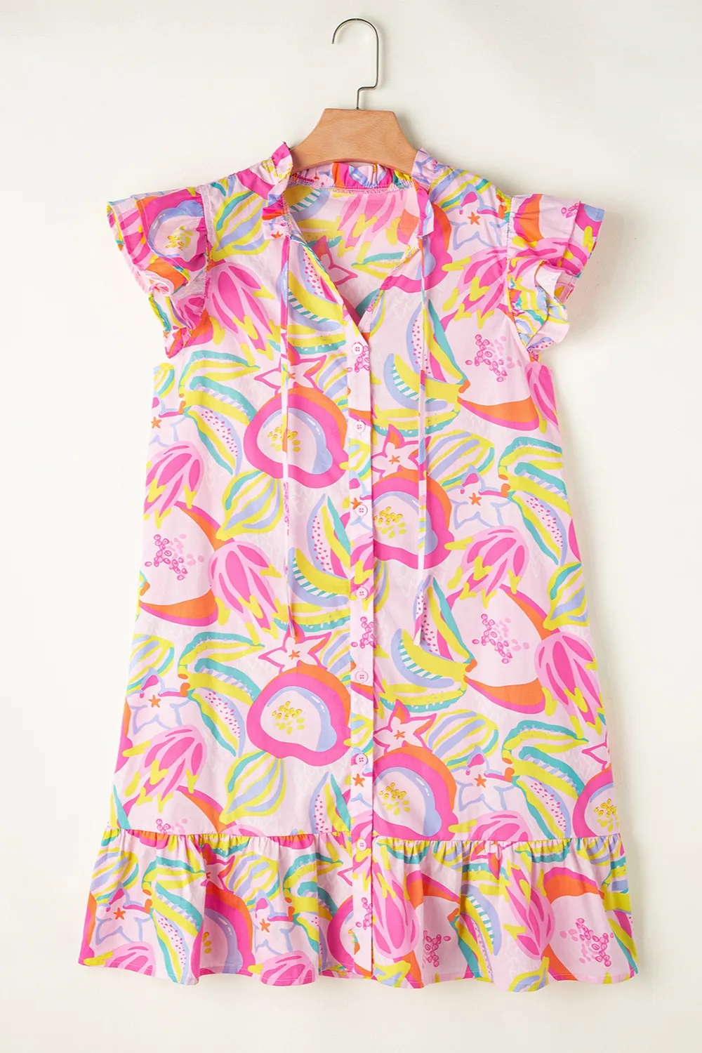 Ruffled Printed Cap Sleeve Mini Dress, image 3